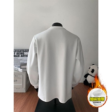 抖音得物高品质美式高街重磅曼巴棉cleanfit螺纹拼接卫衣长袖T恤，男装T恤，电商A486