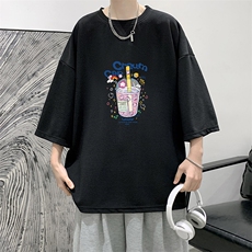 春夏季七分袖t恤男大码五分袖男短袖中袖Q11332-P30，男装T恤，电商A040