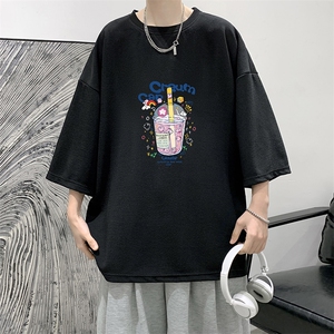 春夏季七分袖t恤男大码五分袖男短袖中袖Q11332-P30
