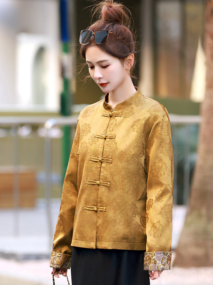 新中式开春穿搭短款外套2025新款唐装休闲气质复古盘扣中国风女装,女装短外套,雪樱依海