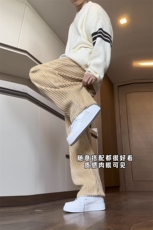 抖音品质加绒加厚雪尼尔粗条休闲裤拖地裤KZ2278p68控88，男装卫衣，四季星座806