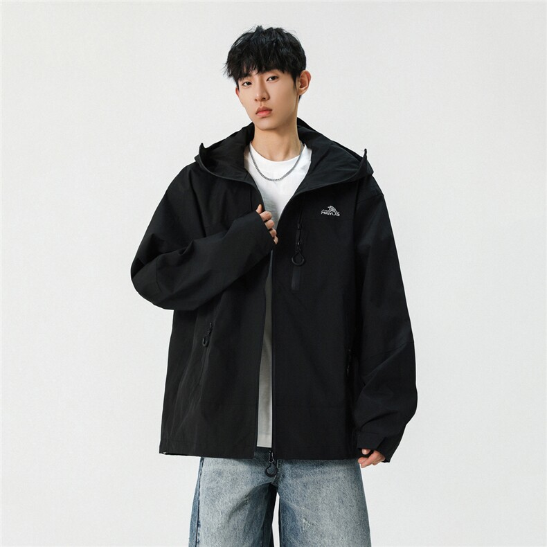 新款拼接休闲连帽夹克三防百搭冲锋衣JK006-P60,男装夹克,电商A132（原电商B245）