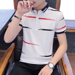 8036夏季潮流男装POLO衫新款衬衫领短袖T恤男翻领帅气半袖图片