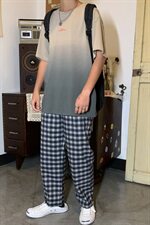 703-T185夏季日系男式渐变吊染休闲T恤半袖，男装T恤，星座703