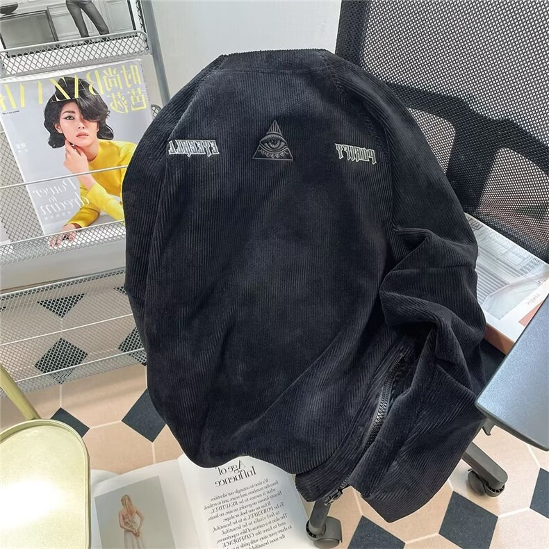 秋冬美式复古潮牌炸街灯芯绒拉链卫衣男宽松工装外套WY687P30,男装工装外套,星座1013-5