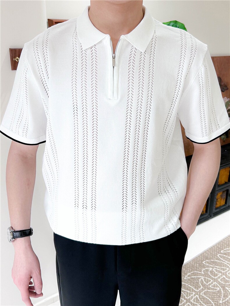 夏季镂空翻领男士polo衫帅气轻熟短袖B3006-P58,男装Polo衫,星座1012-1