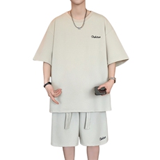 短袖男夏季套装2025新款时尚运动飘带两件套A436-D230-P65，男装休闲套装，电商A436
