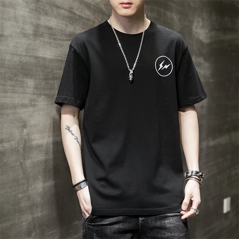 夏季新款潮男个性闪电印花T恤男士圆领短袖纯棉t恤CYDT9235-P25,男装T恤,电商A128