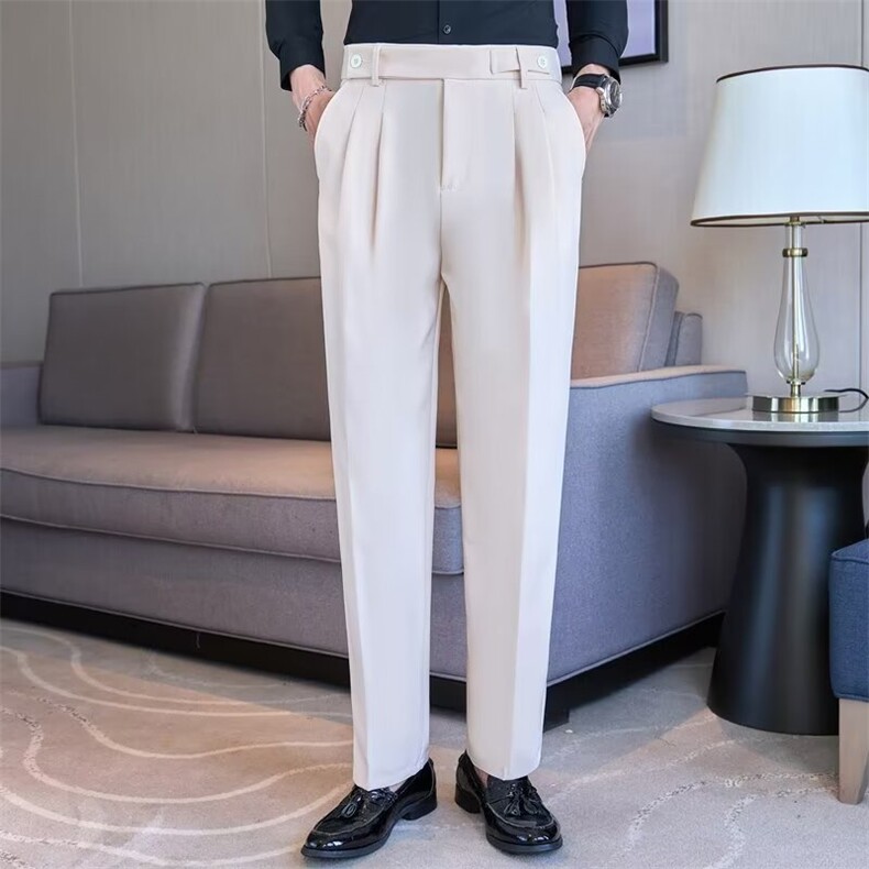 小西裤男九分修身直筒休闲裤男士高级垂感黑色西装长裤子潮KA507，男装西裤，星座1116A-2（原606A-1）