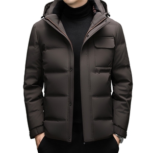 2025新款冬季男可脱卸帽短款90%白鸭绒羽绒服大衣加厚羽绒服外套图片