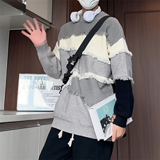 M8165/P75秋冬新款韩系慵懒风宽松设计感拼色个性针织衫女毛衣，男装针织衫/毛衣，电商A141