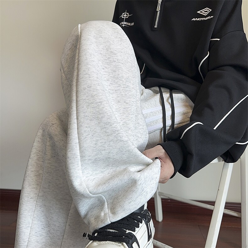 抖音品质秋季新款潮流条纹拼接宽松休闲卫裤B315-K818-特p40控78,男装休闲裤,电商B315