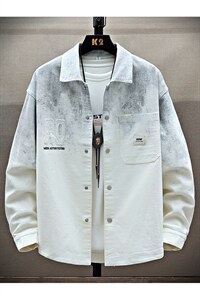 美式复古扎染牛仔夹克2026新款宽松休闲衬衫外套 A436-2811-P70图片