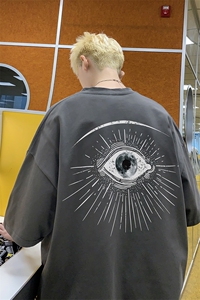 背后印花宽松ins半袖上衣休闲男hiphop街头短袖T恤 D328-T478-P28图片