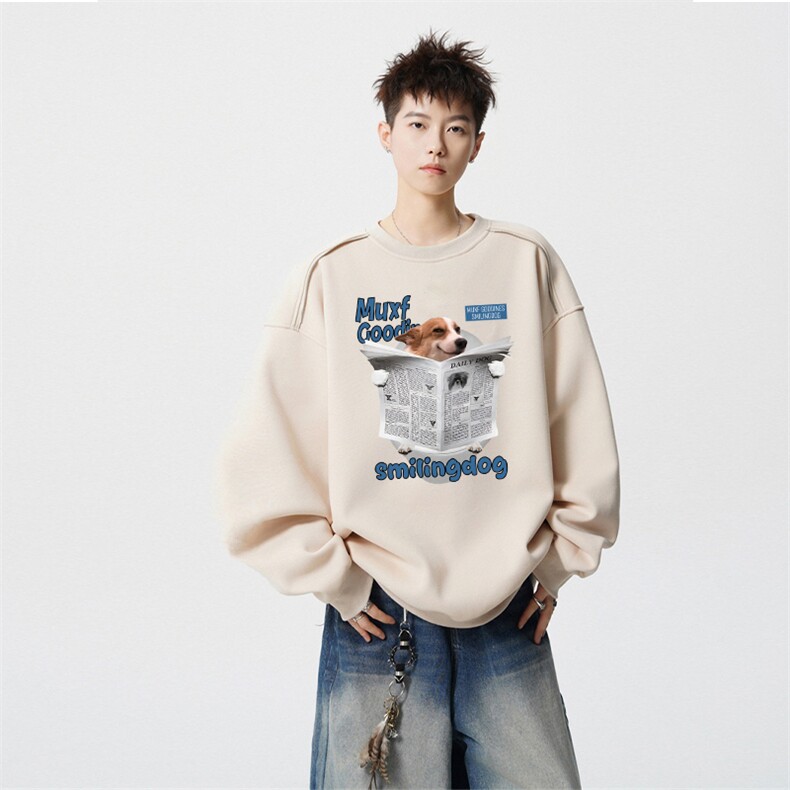 得物供货、重磅420克现货圆领卫衣宽松HD019-1-WY2542LL-P35,男装卫衣,电商019-1