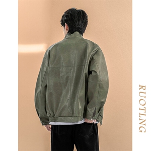 现货-2025秋冬立领皮衣夹克男潮牌复古个性机车外套-AP2411-P115图片
