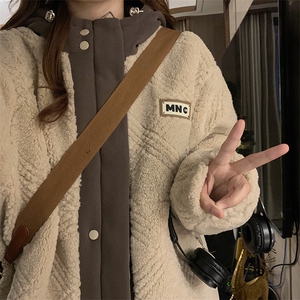 毛呢外套少女秋冬季新款大童初高中学生加厚羊羔绒大衣C548-P120