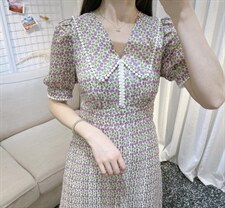 DINOBIENS【现货】夏季新款韩系郁金香连衣裙，女装连衣裙，迪诺比亚