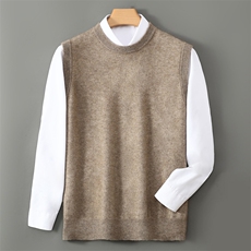 2025年秋季圆领时尚百搭通勤简约休闲圆领马甲，男装背心/马甲，蒙亿羊绒