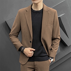 春季男百搭新款商务正装纯色修身时尚休闲西服两件套装XF8609P230，男装西服，电商A355（原A415）