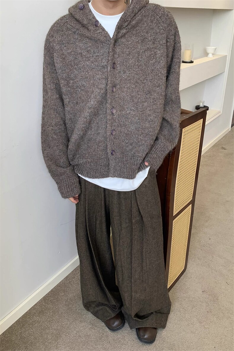 秋冬图连帽毛衣男开衫复古套头针织衫慵懒风外套-A2311TP72,男装针织衫/毛衣,电商B241