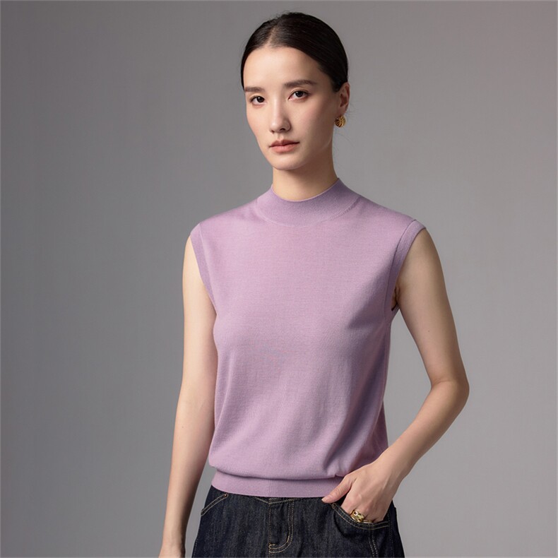 2025秋冬百搭时尚半高领无袖针织衫,女装羊毛衫,蚂蚁派对工厂直营店
