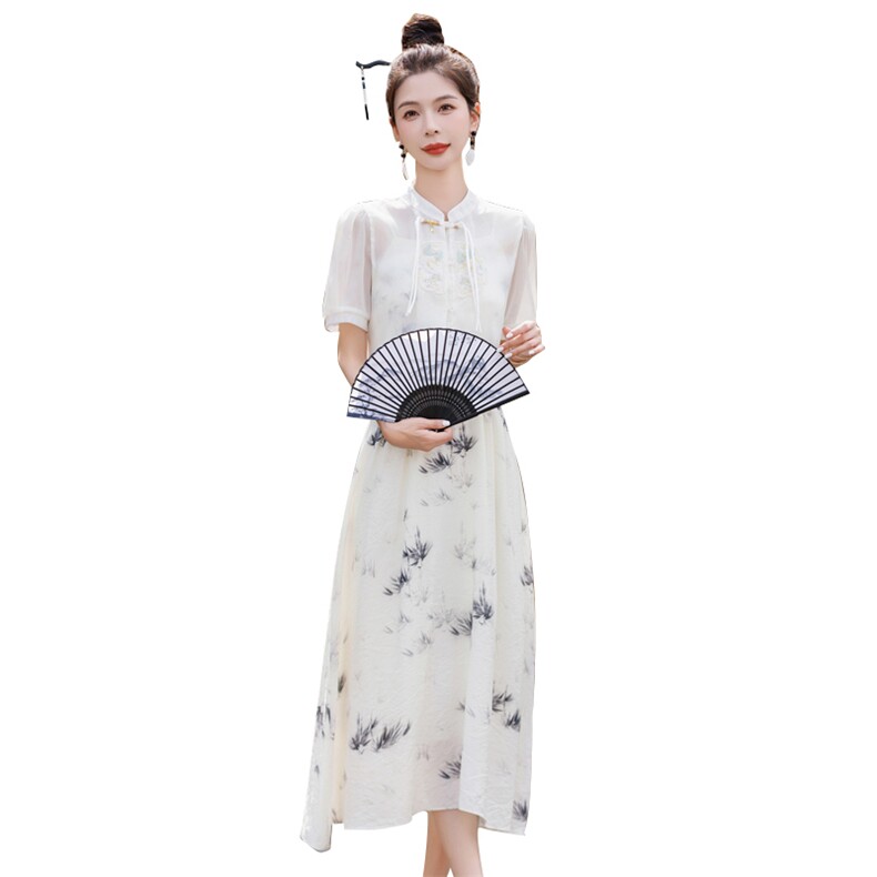 洋气时尚套装女2024夏季新款女装复古名族风吊带连衣裙两件套现货,女装套装/套裙,慧尚依恋