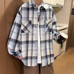 控价69港风格子衬衫宽松外套男女衬衣百搭格子外套CS2440P40