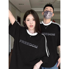 H0561-P35不一样的情侣装小众2025红三条杠百搭短袖T恤，女装T恤，星座617A-2
