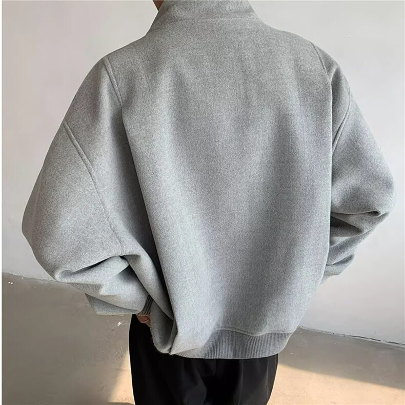 韩版2024新款秋冬立领黑色棉服夹克男女宽松休闲纯色加棉外套,男装夹克,星座506A