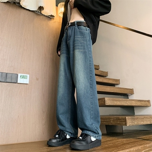 美式复古牛仔裤男款ins潮牌宽松直筒高街痞帅阔腿长裤子15400-p45图片