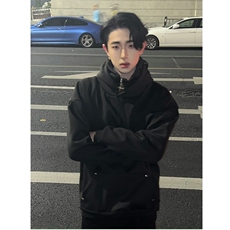 <自拍图>美式复古设计感半拉链高领加绒卫衣男RS019-P58，男装卫衣，星座1109-4
