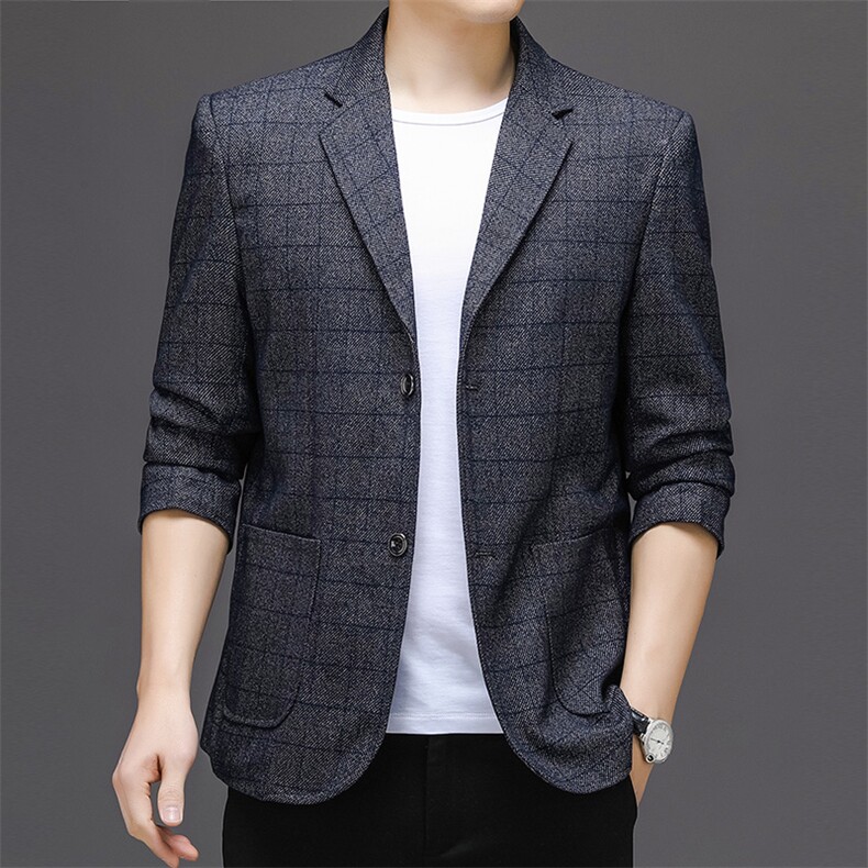单排扣春季长袖时尚西服中老年2023年翻领口袋上衣SFT9610,男装西服,电商B212（原钱塘6029）