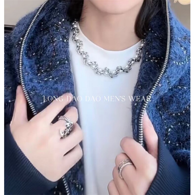 钛钢项链重工高级感设计款珍珠项链潮流潮小众配饰锁骨链XL01P25,饰品头饰,电商D256-1(原A064-1)