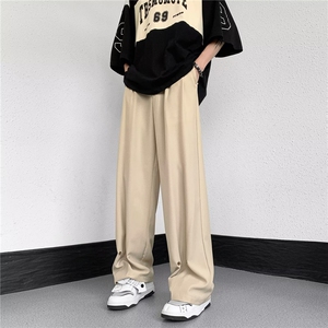 休闲西裤男夏季宽松阔腿垂感直筒拖地设计感小众西装裤XK928-P43图片