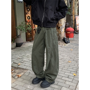 04美式复古弯刀裤百搭垂感收脚宽松工装裤XZ211-1-K2471-P65图片