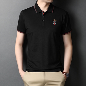 夏季新款男士翻领短袖t恤中年有领男装上衣服休闲POLO衫图片