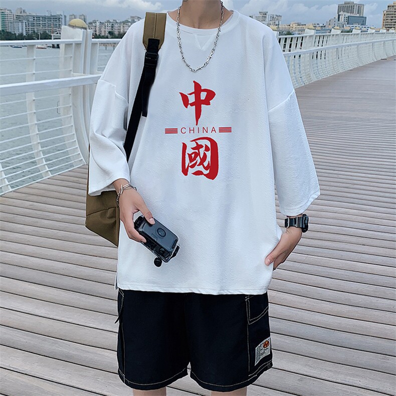 Q11198-P30春夏季七分袖t恤男大码五分袖男短袖中袖,男装T恤,电商A040
