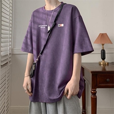可设48小时发货支持抖音得物来样二开240克重磅美式麂皮绒短袖t恤，男装T恤，电商A486