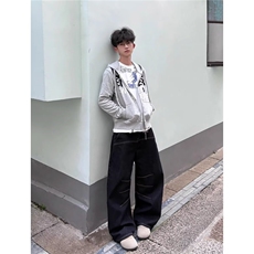 日系复古牛仔裤女2025秋冬新款弯刀裤高腰阔腿宽松休闲香蕉镰刀裤，男装牛仔裤，星座506A