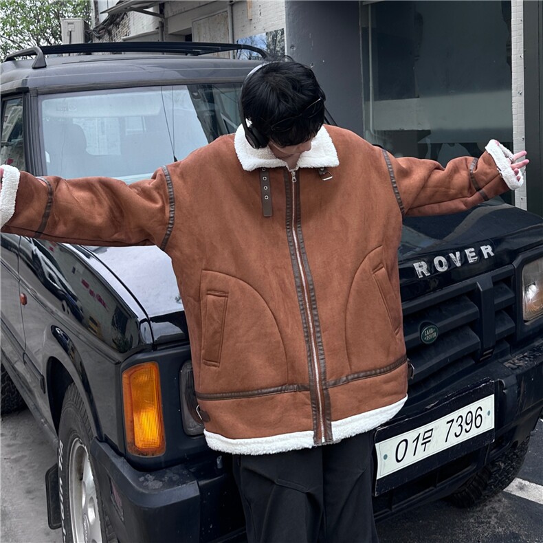 036A-Y1026-P125-控158冬季新款麂皮绒皮毛一体羊羔毛棉衣,男装棉衣,电商A036A