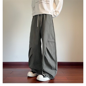 潮牌美式高端休闲裤男绣标褶皱百搭宽松阔腿长裤513ACK2363P38图片