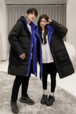 现货韩版情侣装长款羽绒服男女青年学生加厚300克羽绒服大衣，男装羽绒服，钱塘723
