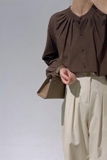 圆领衬衫，女装衬衫，驿谷