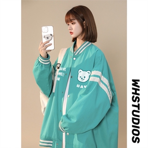中性 秋季百搭宽松棒球服拼色夹克情侣棒球服外套女G6291 P65控78图片