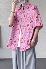 CS1141-特P35控68花衬衫男短袖夏季休闲薄款冰丝半袖宽松大码，男装T恤，电商A059