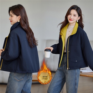 现货绵羊毛填充棉衣棉服女