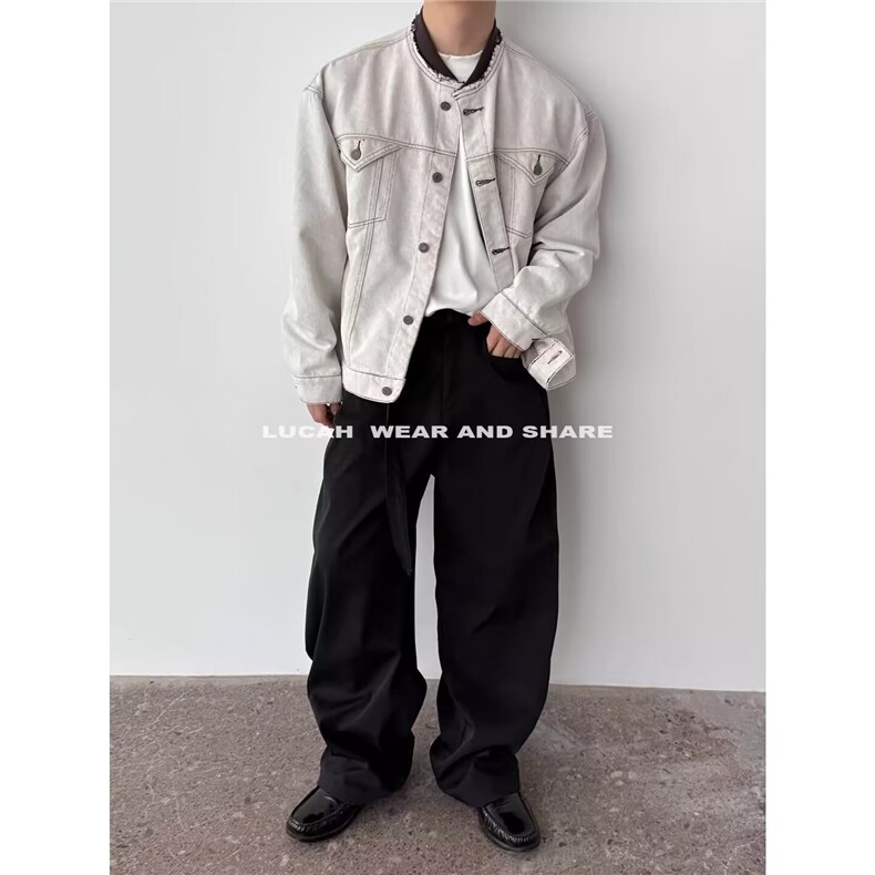 潮牌日系口袋撞色明线拼接立领工装夹克外套1001-1-FK414-P68,男装夹克,星座1001-1