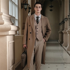 2025年秋季新款百搭纯色扣子翻领大衣，男装羊毛衫，牧绒家园高端店