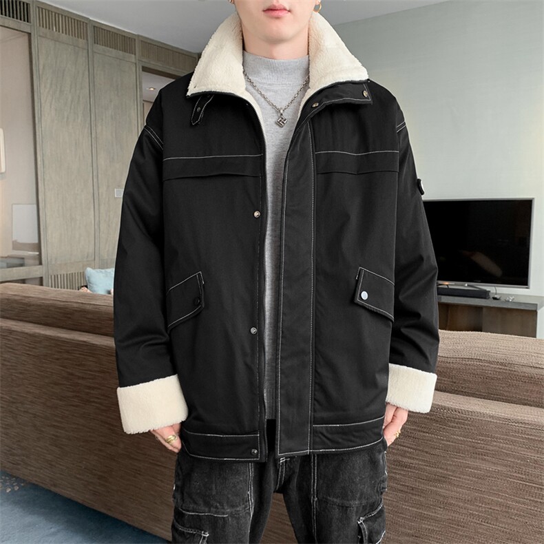 主推棉衣男士冬季新款立领羊羔绒休闲大码港风工装棉袄M23p99,男装棉衣,星座1113